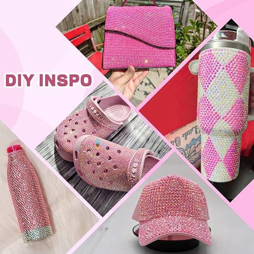 20000Pcs Pink Rhinestones for Bedazzling with B7000 Jewelry Glue, Resin Rhinestones for Crafting Crafts DIY, Bedazzler Kit Gems for Clothing Shoes Tumblers Fabric Nail Art Assorted Size 3/4/5/6mm thumbnail 4