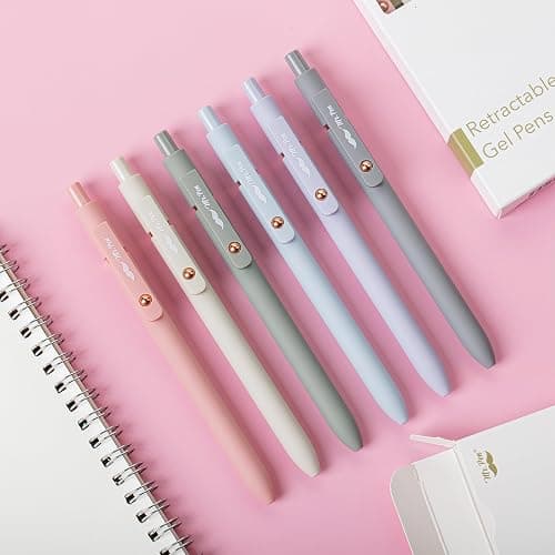 Mr. Pen- Retractable Gel Pens with Rose Gold Ring and Ball, 6 Pack, Morandi Barrels, Japanese Black Gel Pens, Fast Dry, Fine Point 0.5mm thumbnail 8