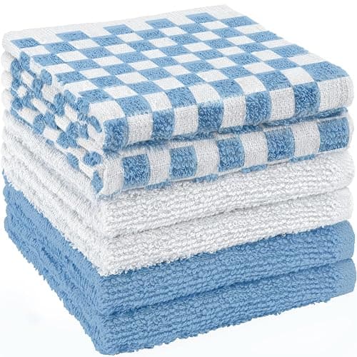 DecorRack 6 Pack 100% Cotton Checkered Washcloths, 12x12 inch Soft Cotton Face Towels, Absorbent and Durable Wash Cloth Set for Bathroom, Spa, Gym and Travel, Pink (Pack of 6) thumbnail 2