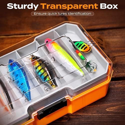 PLUSINNO Fishing Tackle Box with Tackle Included, 373PCS Fishing Lures Kit with Removable Tray, Fishing Gear with Pliers, Weights, Hooks, Accessories, Fishing Tackle Lure Kit Gifts for Men Bass Trout thumbnail 2