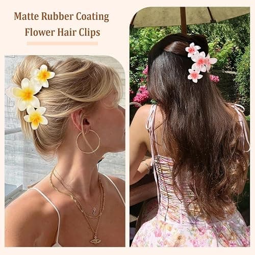 ANBALA 4PCS Hawaiian Flower Hair Clips, Large Claw Clips for Women Tropical Flower Clip Non-Slip Strong Hold Beach Hair Accessories thumbnail 4