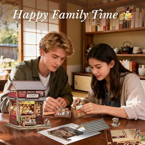 CUTEBEE Book Nook Kit - DIY Miniature House Japanese Fan Shop Dollhouse Kit for Adults and Teens, Booknook Tiny House Bookshelf Decor 3D Wooden Puzzle, Gifts for Family, Friends (Tsukino Eogi-dou) thumbnail 2