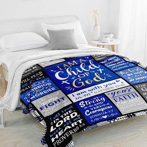 Christian Gifts for Men - Baptism Gifts for Boys & Men - Bible Verse Christian Blanket - Inspirational Birthday Religious Catholic Spiritual Confirmation Gift for Man Son Dad - Throw Blanket 50"x60" thumbnail 5