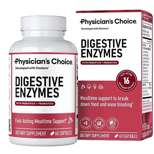 Physician's CHOICE Digestive Enzymes for Bloating & Digestion - Fast-Acting 16 Enzyme Formula with Organic Prebiotics & Probiotics for Gut & Digestive Health - Meal Time Discomfort Relief - 60 CT - Image 1