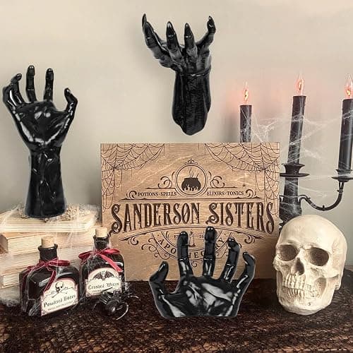 DAZONGE Halloween Decorations, Pack of 3 Wall Mounted Creepy Reaching Hands with Lighted Candles, Life-Sized Horror Hands for Gothic Wall Decorations, Scary Halloween Decorations Indoor - Style 2 thumbnail 8