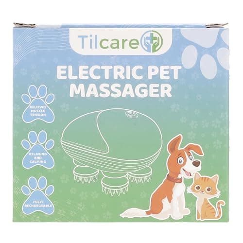 Tilcare Handheld Pet Massager for Dogs and Cats Electric Cat and Dog Massage Tool - Head and Back Scratcher for Relieving Tension, Tight Muscles and Stiffness with Four Rotating Massage Heads thumbnail 8