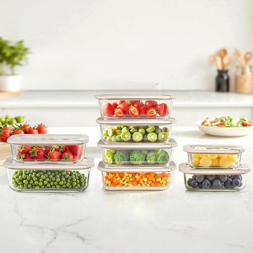 EcoEvo Glass Food Containers with Glass Lid, Microwave Safe Food Storage Container Set, 4 Pack of 35oz, Large Size Airtight Storage Set with Leak Proof Lids, Meal Prep Containers thumbnail 6