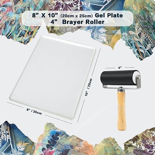 BuzzBright Gel Printing Plate kit, Complete Printmaking Set with 8”X10” Gelatin Plate, Brayer, Printmaking Paper, Acrylic Paint and Essential Tools for Mixed Media Art, Monoprinting, Card Making thumbnail 3
