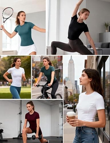 Roadbox Women's Compression Shirt, Slim Fit Short Sleeve Athletic Top, Workout Undershirt for Gym and Yoga thumbnail 6