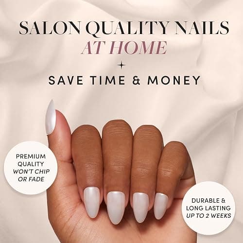 Glamnetic Press On Nails - Hailey | Glossy, Semi-Transparent, Short Almond Nails, Reusable | 15 Sizes - 30 Nail Kit with Glue thumbnail 2