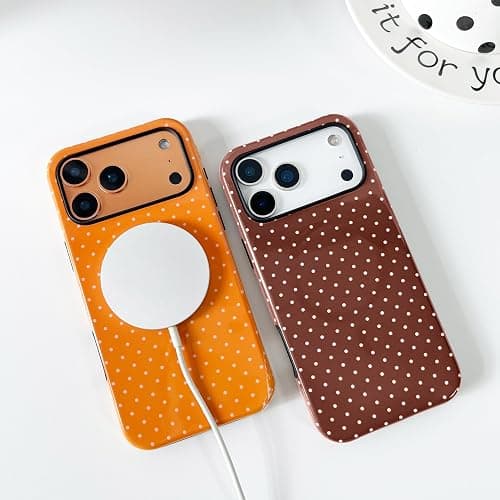 ZTOFERA Magnetic Case for iPhone 15, Compatible with Magsafe, Polka Dot Aesthetic Phone Case Cute for Girl Women, Hard PC+Soft TPU Protective Phone Cover for iPhone 15-Brown thumbnail 4