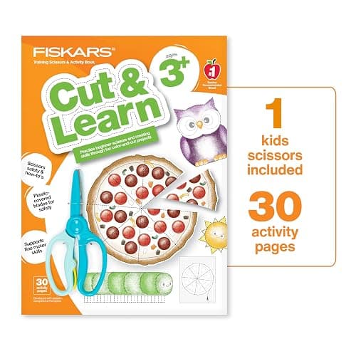 Fiskars Cut & Learn Kids Activity Book and Training Scissors - Gifts for Kids - Ages 3+ - Ages 3+ - Image 1