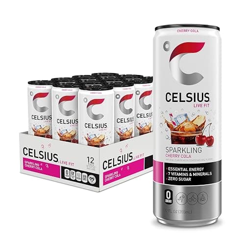 CELSIUS Sparkling Cherry Cola, Sugar Free Energy Drink, 12 Fl Oz (Pack of 12) - Image 1