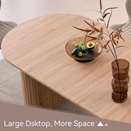 Lecafur HL 70.8" Oval Dining Table for 4 6 Person, Modern Farmhouse Kitchen Dinner Table for Breakfast Dining Receiption Room (Only Table), Natural thumbnail 7