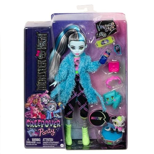 Monster High Creepover Party Doll, Frankie Stein with Pet Dog Watzie, Sleepover Clothes & Accessories like Pillow & Furry Robe thumbnail 7