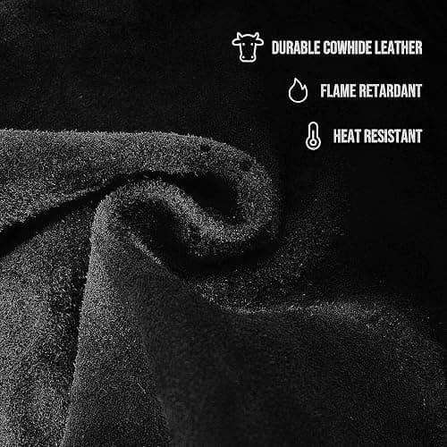 EULANGDE Premium Heat Resistant Leather Welding Cape Sleeve,Adjustable Cuffs, Adjustable Collar for Men and Women (Black, Medium) thumbnail 4