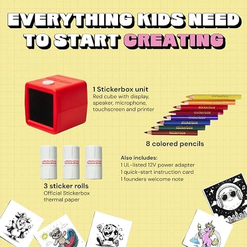 Stickerbox – Voice-Powered Custom Sticker Printer Maker | Ink-Free Thermal Printing Machine | BPA & BPS-free & Kids Safe AI | School Art Gift Stuff for Teens | Mini Sticker Printer for Kids Ages 5+ thumbnail 3