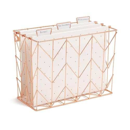 U Brands Desktop Fashion Filing Set, Desktop Organizer, Rose Gold Wire Metal, 10 Piece Office Gift Set (2104U00-01) thumbnail 3