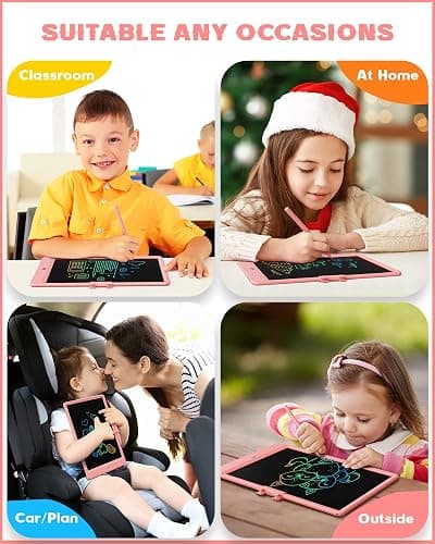 Bravokids 10 Inch LCD Writing Tablet for 3-8 Year Olds - Electronic Drawing Pad and Doodle Board as Educational Birthday Gifts for Girls and Boys (Pink) thumbnail 5