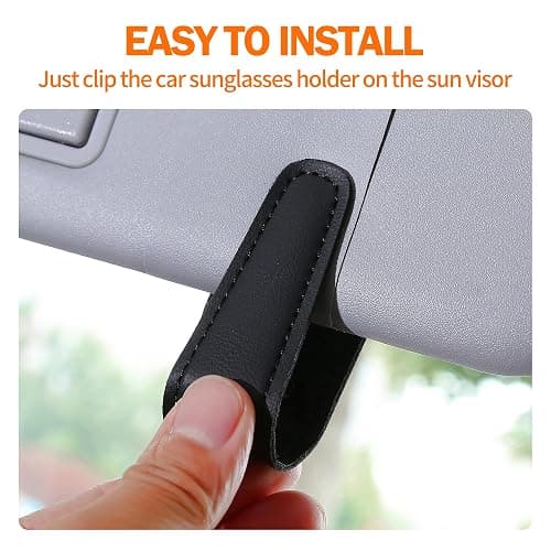Shering Sunglasses Holders for Car Sun Visor, 2pack Magnetic Leather Glasses Eyeglass Hanger Clip for Car, Visor Sunglasses Holder Clip Car Accessories for Truck | Magnetic Leather Eyeglass Hanger Clip for Car Visor, One-Hand Easy Operation, Interior Car Accessories for SUV & Truck thumbnail 3