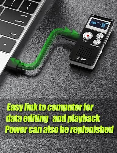 Digital Voice Recorder 16GB Voice Recorder with Playback for Lectures - USB Rechargeable Dictaphone Upgraded Small Tape Recorder Device thumbnail 5