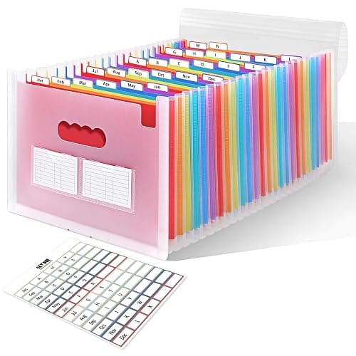 SKYDUE Accordion File Organizer with 26 Pockets & Label Stickers, Expanding File Folders Fit for A4 & Letter Size Paper, Multi-Functional Document Organizer for Home & Office File Management - Image 1