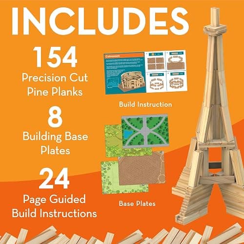 MindWare KEVA Models Monuments - 154 Wooden Building Planks & Step-by-Step Instructions to Build Iconic World Landmarks thumbnail 2