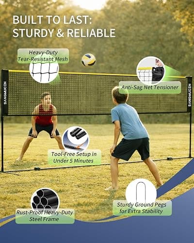 SANGMUCEN 10/13/16.5ft Portable Badminton Net Set Outdoor and Indoor, Height Adjustable Sports Net for Volleyball, Pickleball, Tennis,Stable Alloy Steel Frame and Carry Bag for Backyard, Beach, Pool thumbnail 5