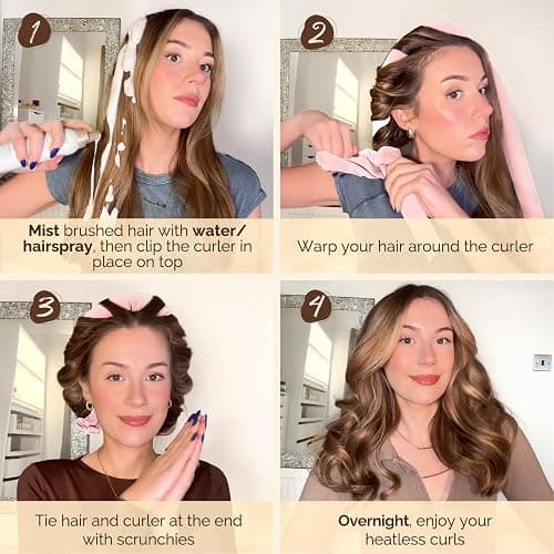 Yanibest Heatless Hair Curler to Sleep in, Overnight Curl Headband for Natural Wavy Curls, No Heat Soft Hair Curler Set with Hair Clip Scrunchies for Styling, No Slip Heatless Curls thumbnail 2