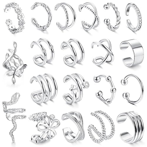 ORAZIO 20/25Pcs Ear Cuff Set Damen Ohrmanschette Ohrringe Earcuffs Set Helix Knorpel Ohrmanschette Ohne Ohrloch Wickelohrring Fakepircings Ohr Cuffs Ohrklemme - Image 1