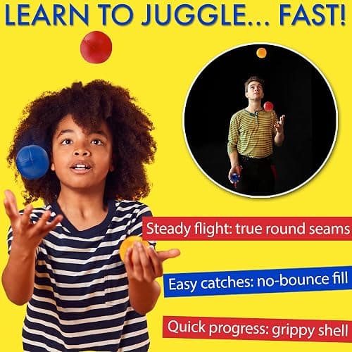 Covelico Juggling Balls, Set of 3 Vibrant Juggling Balls for Beginners - Learn to Juggle with Juggle Balls Suitable for Kids, Teens, & Adults. Beginner & Professional Kit - Stylish Bag & Instructions thumbnail 2