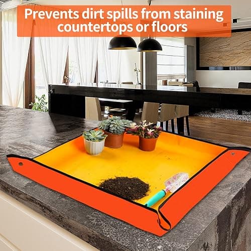 Repotting Mat for Indoor Plant Transplanting & Potting Soil Mess Control, 26.8" X 26.8" Portable Potting Tray Succulent Plant Mat Indoor Gardening Tools Gardener Gifts Plant Gift for Plant Lovers thumbnail 3
