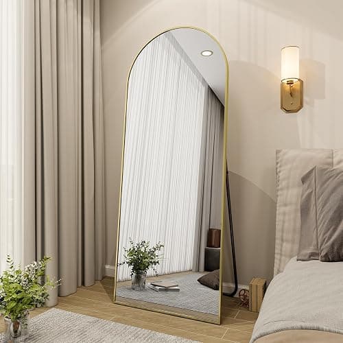 BEAUTYPEAK 65"x24" Arch Floor Mirror, Full Length Mirror Wall Mirrors Hanging or Leaning Arched-Top Full Body Mirror with Stand for Bedroom, Dressing Room, Gold thumbnail 5