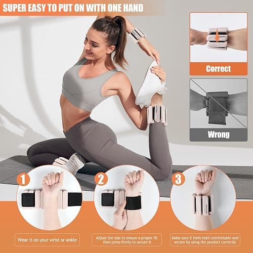 INDEPANDIA Wrist & Ankle Weights for Women and Men, 2lbs/4lbs Pairs Adjustable Silicone Weighted Bangles for Arm & Leg Workouts, Perfect for Pilates, Barre, Yoga, Walking & Home Fitness 24055 thumbnail 3