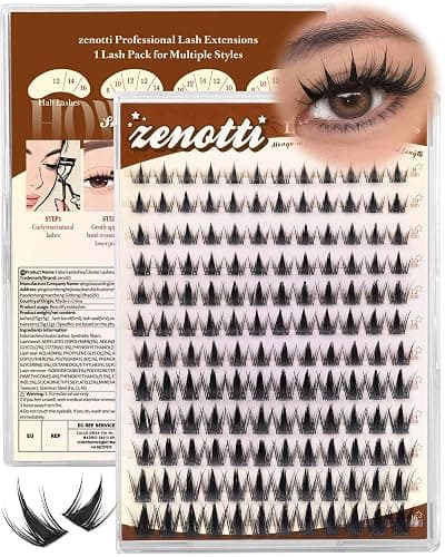 Manga Lash Clusters Natural Anime Lash Clusters with Spikes Fairy Cluster Eyelash Extensions Wispy Spiky Cosplay Individual Lashes with Invisible Band C Curly Doll Lash Extension 8-16MM by zenotti - Image 1