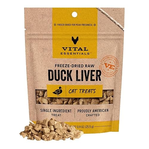 Vital Essentials Duck Liver Cat Treats, 0.9 oz | Freeze-Dried Raw | Single Ingredient | Grain Free, Gluten Free, Filler Free - Image 1