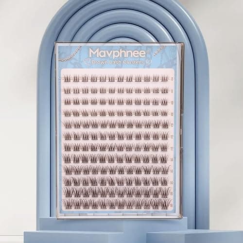 Mavphnee Brown Lash Clusters Dark Brown Eyelash Extensions Natural Cluster Lashes CC-Curly Pestañas Postizas Wispy Individual Lash Extensions 3D Lash 8-16MM Brown Eyelash Clusters 144PCS DIY at Home thumbnail 8