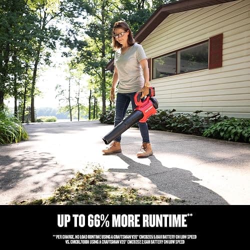 CRAFTSMAN Leaf Blower Cordless with Battery and Charger V20 RP, Up to 110 MPH Power, Handheld Electric Leaf Blower, Brushless Motor, Lightweight, 5.0Ah (CMCBL730P1) thumbnail 4