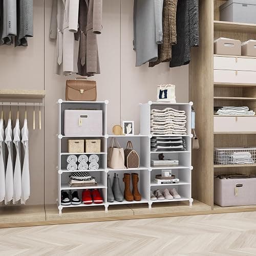 AWTATOS Closet Organizer 8 Cube Storage Shelves Closet Clothes Organizers and Storage Stackable Cubby Shelving for Closet Bedroom Living Room Office White thumbnail 4