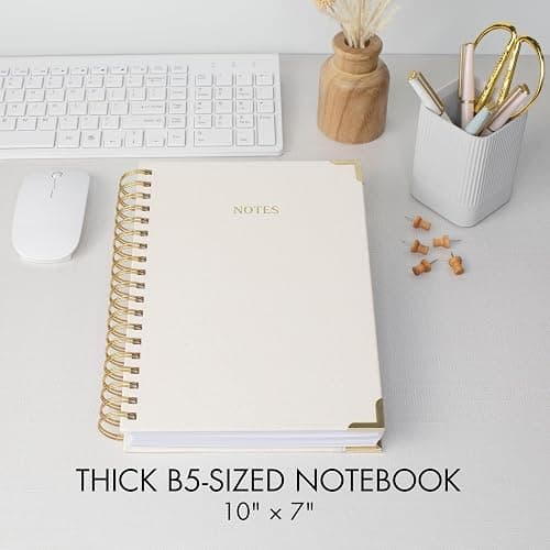 Aesthetic Thick Spiral Notebook Journal For Women in B5 Format - Modern Linen Hardcover College Ruled Note Book With 300 Lined Pages - Perfect For Writing And Staying Organized at Work or School thumbnail 4