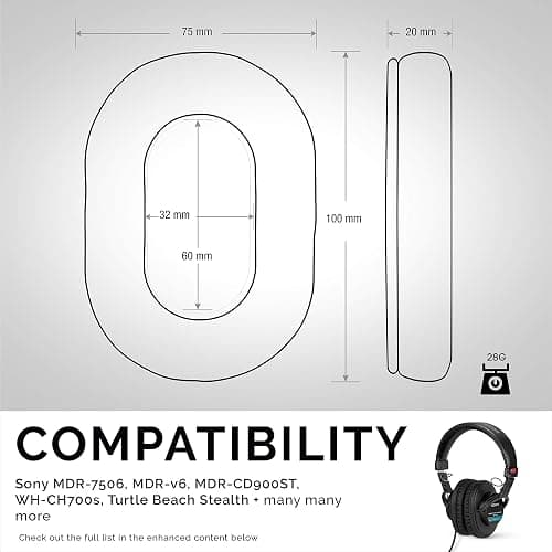 Brainwavz Replacement Earpads for Sony MDR 7506 Headphones - Quality Vegan Leather, Memory Foam Comfort, Long Lasting & Durable, Also Works with Headphones Like Steelseries Arctis, ATH-M50X & More thumbnail 6