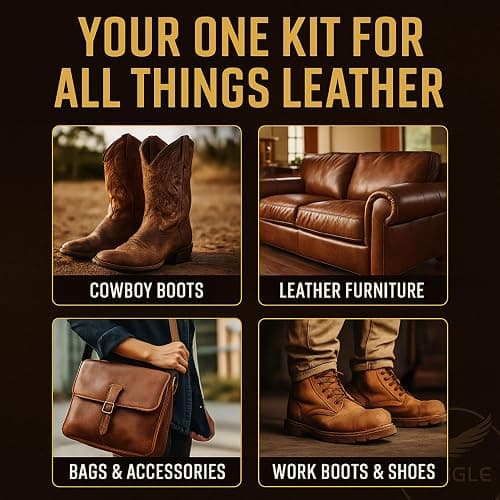 Leather Boot Care Kit – Mink Oil, Saddle Soap for Leather, Applicators & Cloth – Leather Care Kit, Boot Leather Care Kit, Leather Shoe Care Kit for Cowboy Boots, Work Boots, Shoes, and Tack thumbnail 4