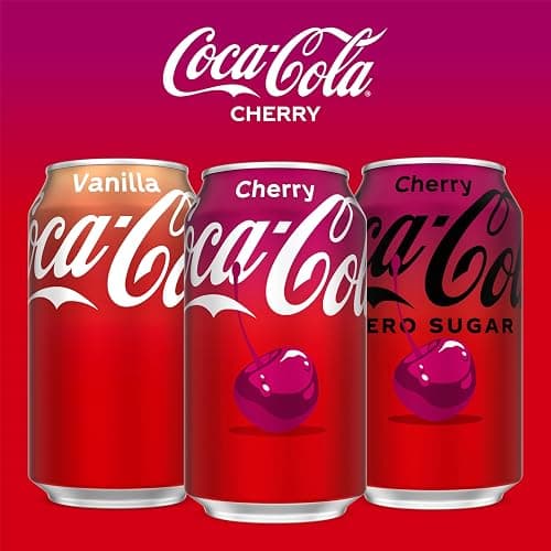 Coca-Cola Cherry Soda Soft Drink Cans, 12 fl oz, 12 Pack | Carbonated drink with cherry cola flavor thumbnail 8