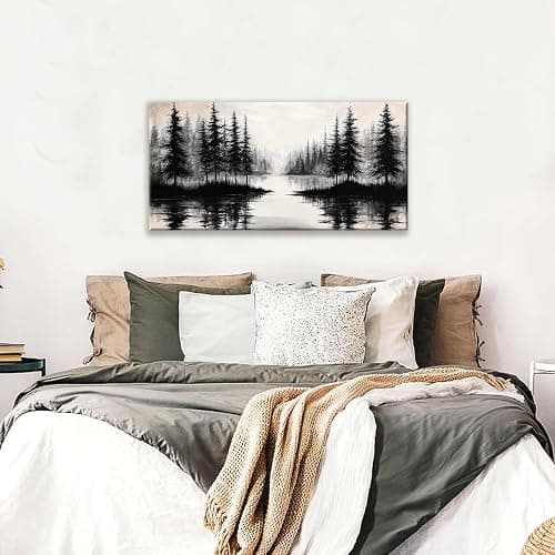QSQ Canvas Art Wall Decor Print Modern Landscape Wall Art For Bedroom Modern Office Home Wall Decorations Forest River Landscape Paintings Pictures Artwork Aesthetic 20 X 40 In thumbnail 5
