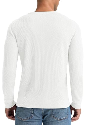 NITAGUT Mens Waffle Crewneck Shirts Slim Fit Long Sleeve Casual T-Shirt thumbnail 6