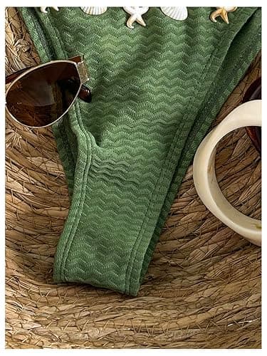 Verdusa Women's 2 Piece Sexy Halter Triangle Bikinis Thong Tie Boho Seashell Bikini Sets Swimsuits Swim Bathing Suit thumbnail 4
