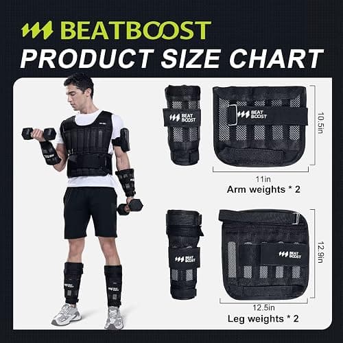 Ankle Wrist Weights 4lb/10lb/15lb/20lb/25lb/30lb BeatBoost Adjustable Leg Arm Weights for Men Walking Pilates Exercise Workout Gym Aerobics thumbnail 8