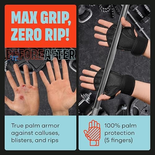 MAVA Open Gym Gloves for Men & Women; Padded Weight Lifting Gloves with Wrist Support for Comfort, Protection; Strong-Grip Fingerless Workout Gloves for Men & Women; Anti-Sweat Gym Accessories thumbnail 2