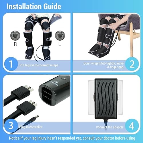 COMFIER Leg Massager Machine, Knee Massager with Heat,4D Kneading Calf Massager,Gifts for Men,Women,Leg Wraps Massage Boots for Relief,3 Heat Settings & 3 Intensities,Black thumbnail 5