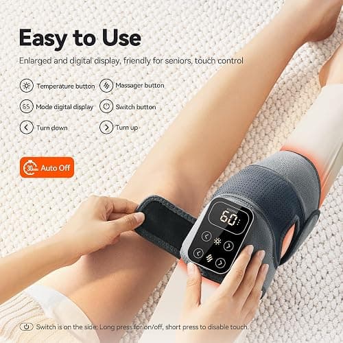IKEEPFIT Cordless Knee Massager with Heat Vibration for Pain Relief, MAXwarm 4.0[2025 Upgraded] - Electric Heated Knee Brace with 5 Heat Levels and 3 Massage Mode, Gifts for Men Women (Grey, Single) thumbnail 6
